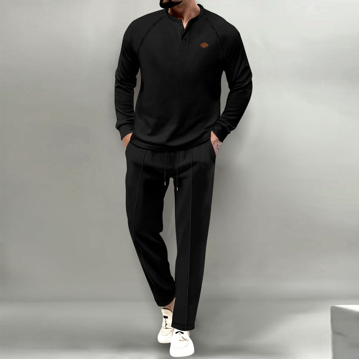 Casual long sleeve shirt for men with button placket and stylish jogger pants Lune London