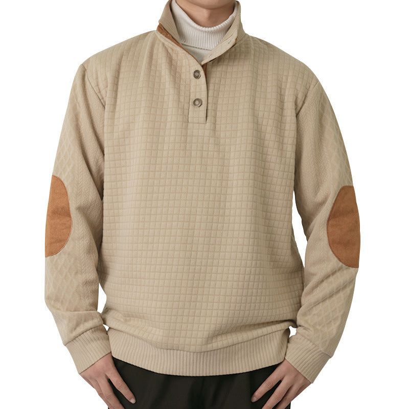 Men's sweater with high collar and leather applications Lune London