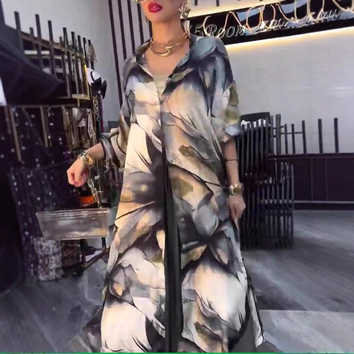 Trendy long t-shirt for women with floral print and relaxed fit Chic and Style