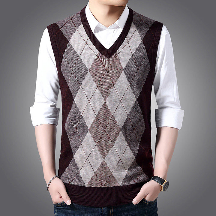 Elegant argyle knit vest for men Chic und Stil