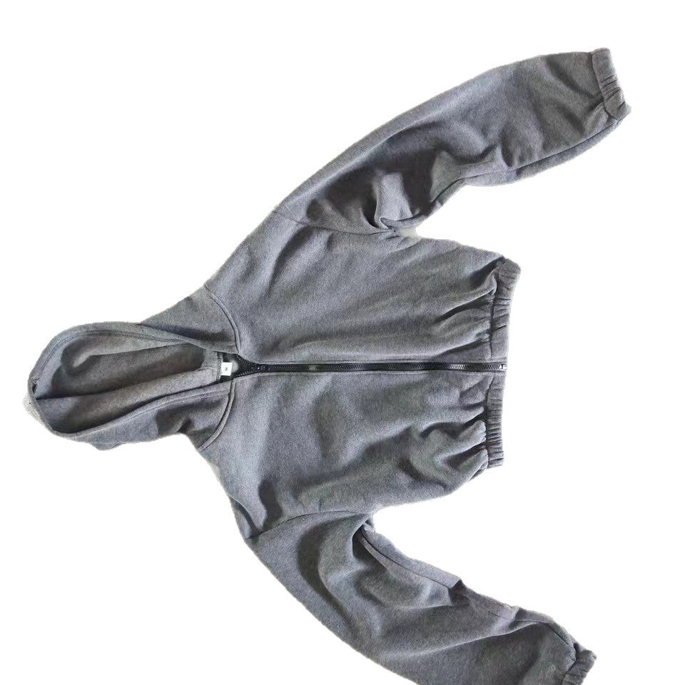 Women's cropped hoodie jacket with full zip and casual fit Chic & Stil