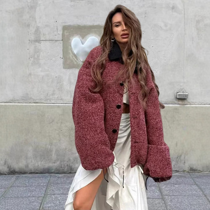 Ladies oversized hoodie with large collar Lune London