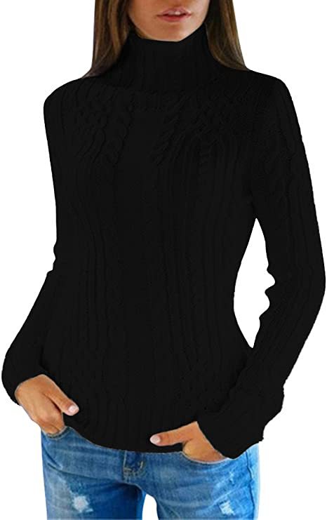 Sweater women with high neck and cable knit pattern Lune London