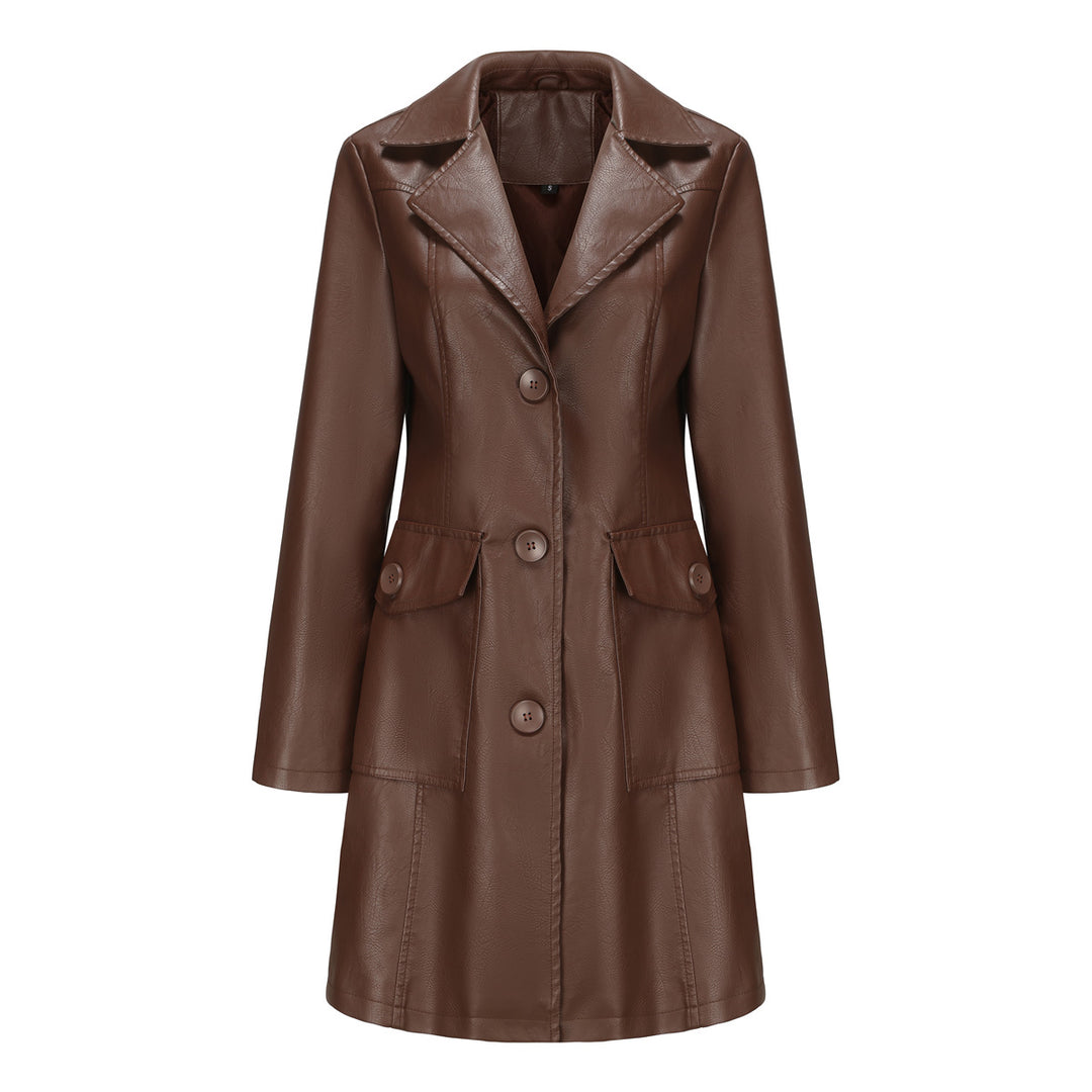 Trendy faux leather blazer for women with practical pockets Lune London