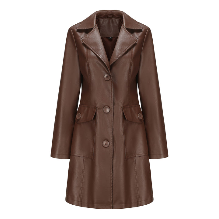 Trendy faux leather blazer for women with practical pockets Lune London