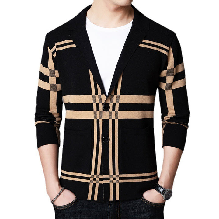 Elegant knitted blazer for men with a modern check pattern Lune London