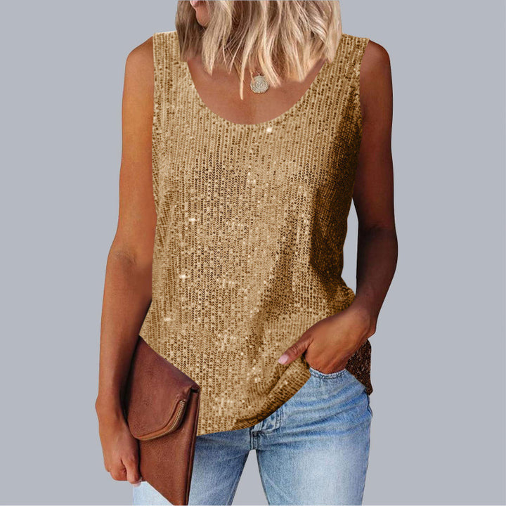 Ladies shimmering top with glistening fabric and figure-friendly cut Lune London