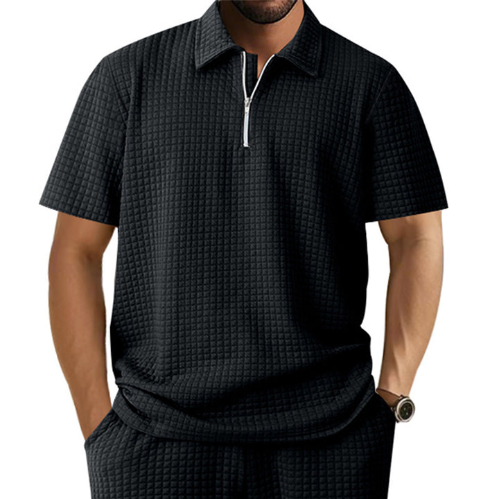 Men's polo shirt with an innovative structure design and a half zipper Lune London
