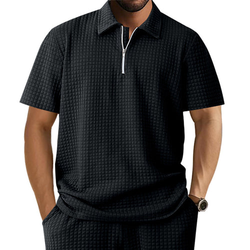 Men's polo shirt with an innovative structure design and a half zipper Lune London
