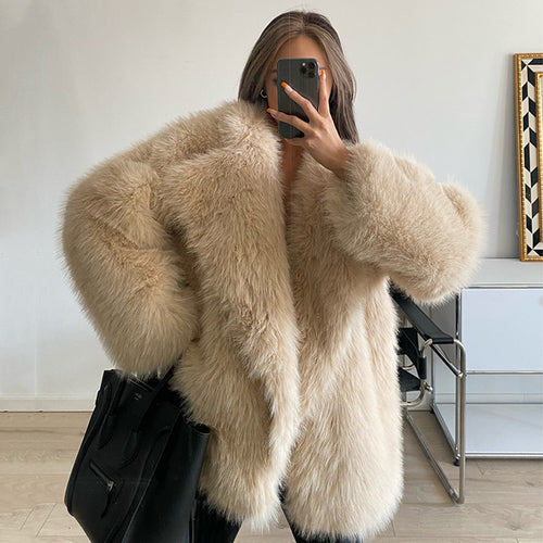 Ladies oversized luxurious faux fur coat Lune London