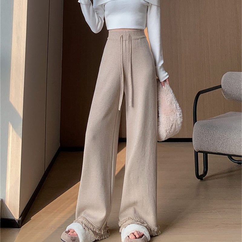 Ladies Elegant and Comfortable High-Waisted Pants with Stylish Fringes Lune London