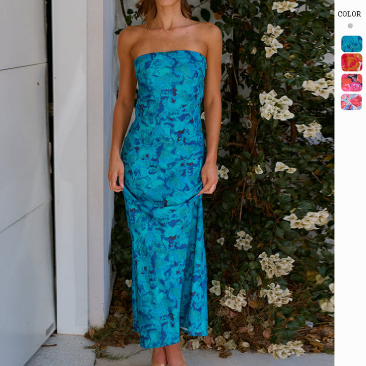 Maxi dress for women with off-the-shoulder design and floral print Chic & Stil