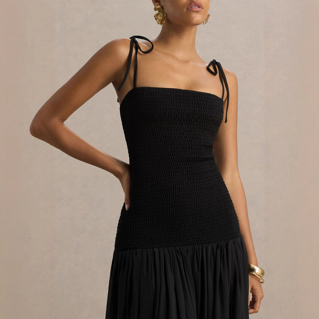 Maxi dress for women with adjustable spaghetti straps and elegant cut Chic & Stil