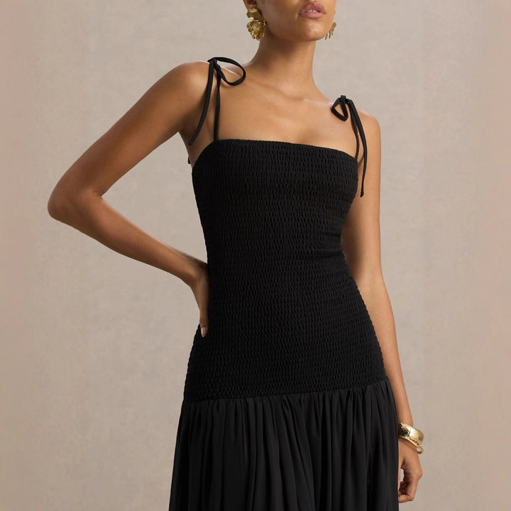 Maxi dress for women with adjustable spaghetti straps and elegant cut Chic & Stil