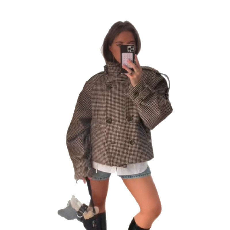 Veste surdimensionnée à la mode pour femmes avec motif à carreaux Chic & Stil