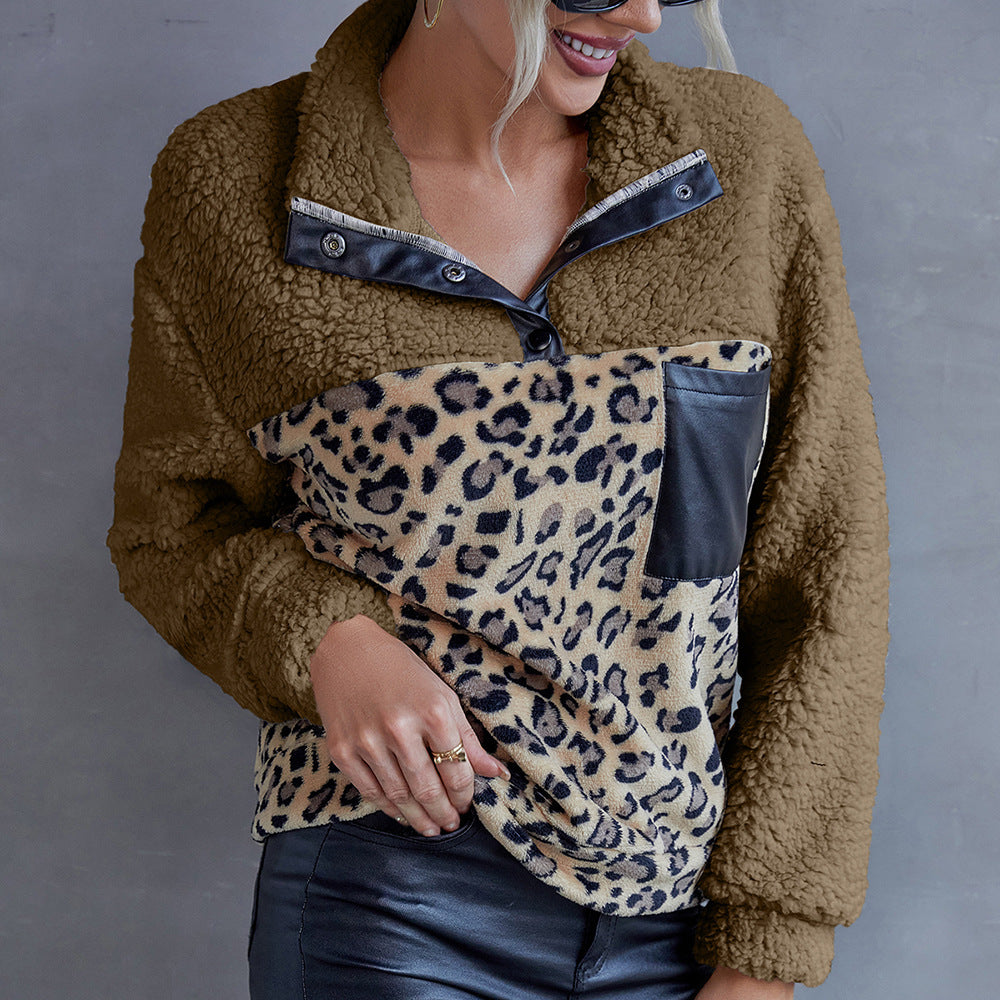 Women Cozy Fleece Sweater with Suede Details Lune London