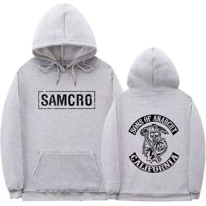Women's hooded sweatshirt with artistic retro print and kangaroo pocket design Chic & Stil