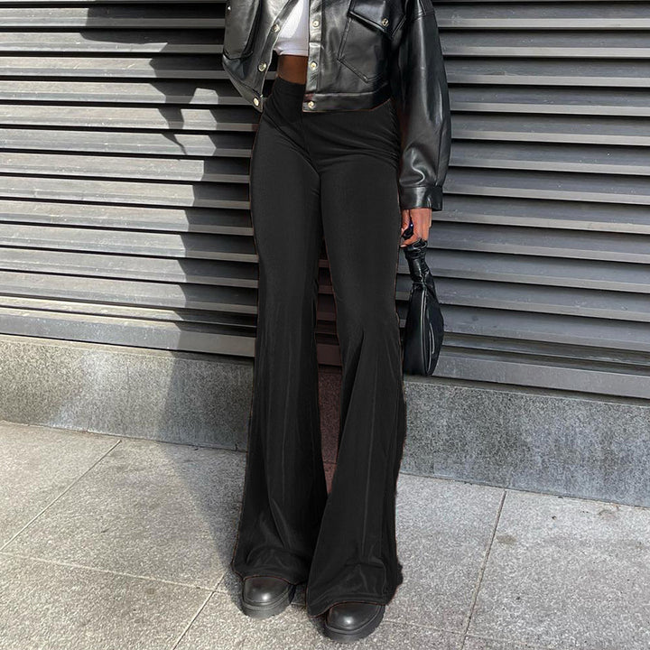 Elegant high-waisted flared pants for women in smooth material Lune London