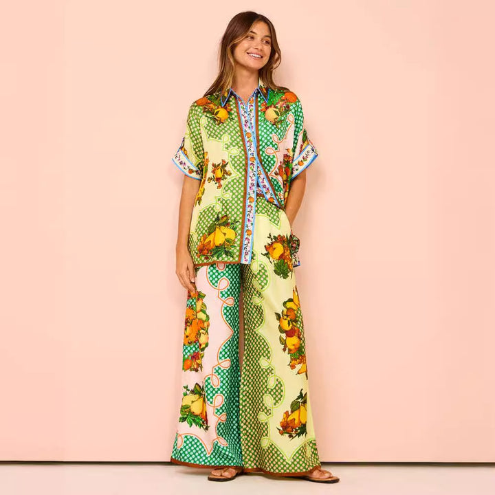 Chic & Stil colorful patchwork style two-piece outfit for ladies