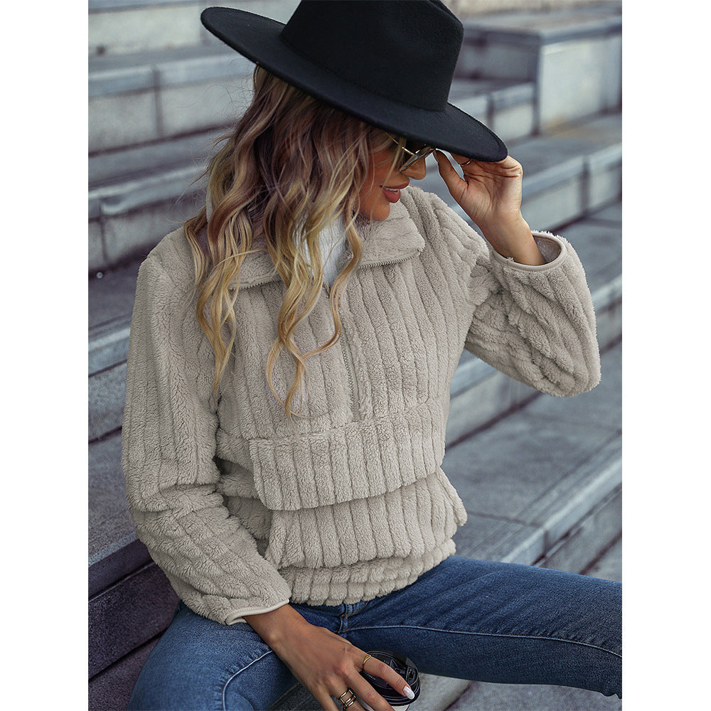 Ladies Fleece Pullover with High Collar Lune London