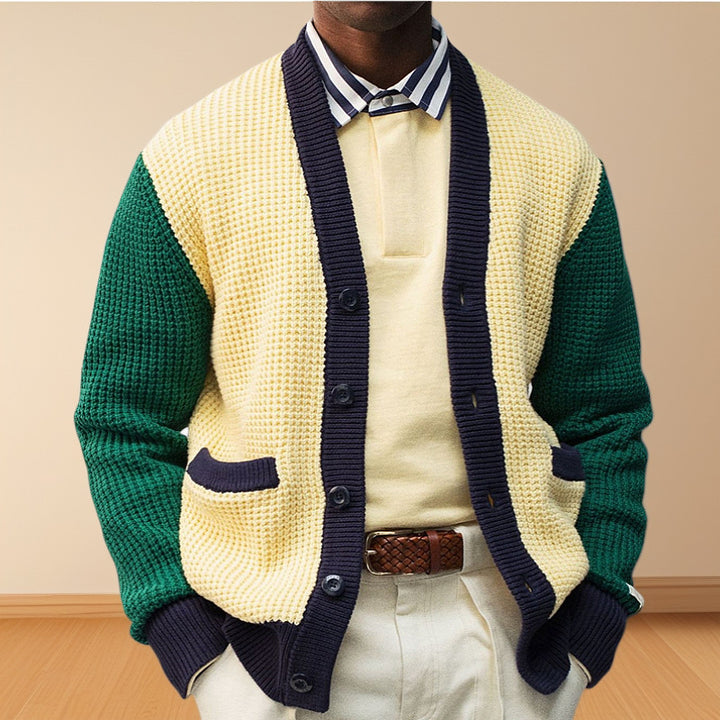 Men's knit jacket with contrasting colors and practical pockets Lune London