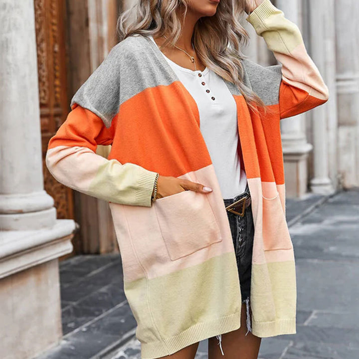 Cardigan pour femmes avec design color block et poches Chic & Stil