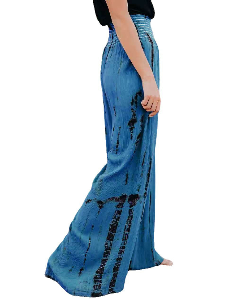 Loose leisure pants for women with elastic waist and striped pattern Lune London