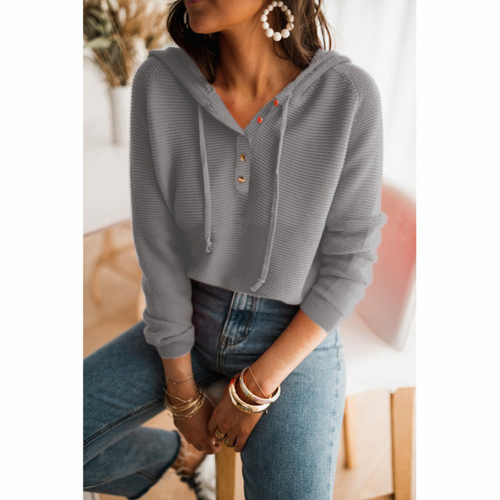 Women's hooded sweatshirt in structured fabric with trendy button details Lune London