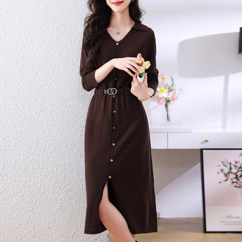 Robe midi élégante pour femme avec design à boutons et coupe ajustée Chic & Stil