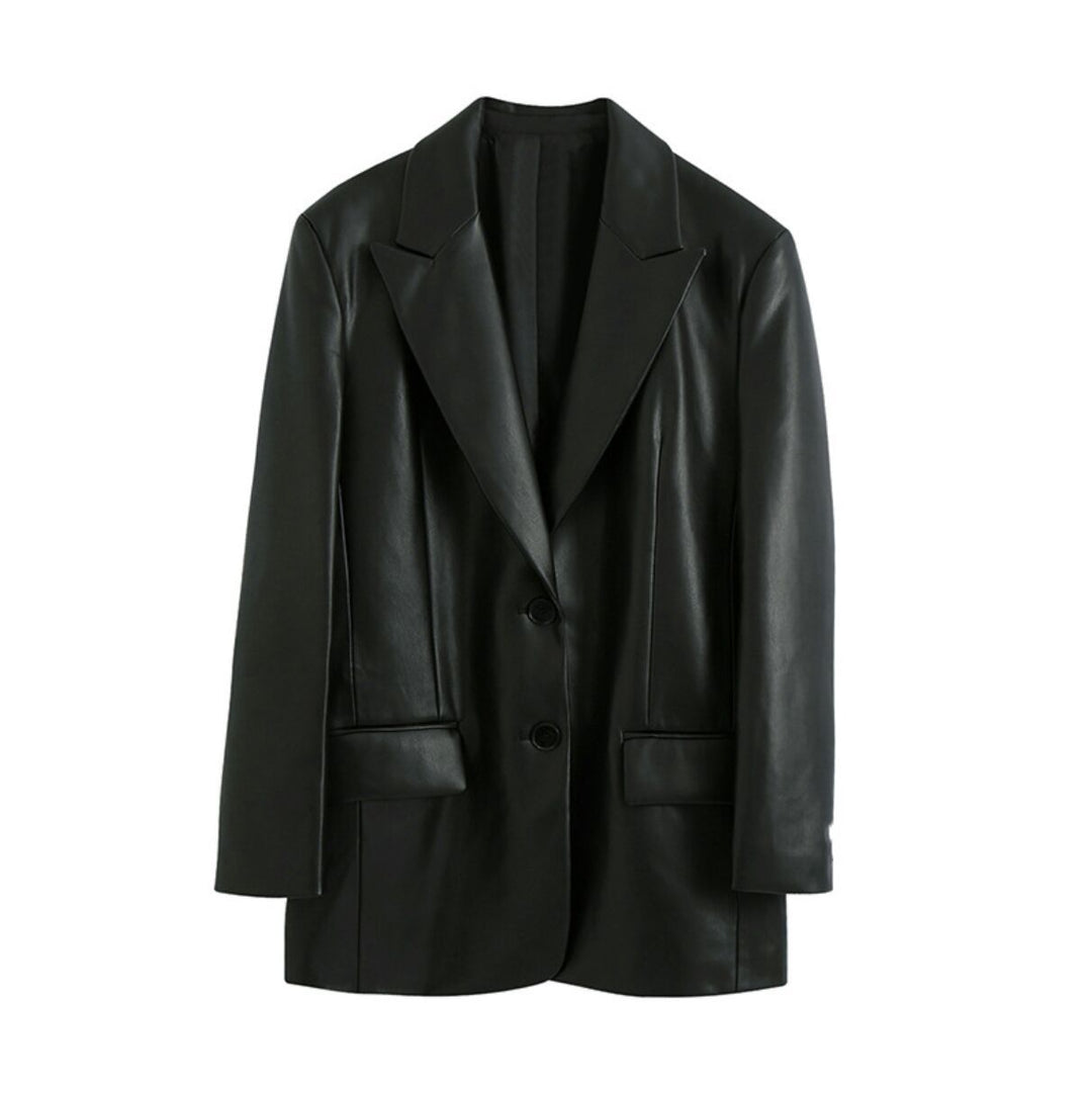 Elegant and stylish leather blazer for women Lune London