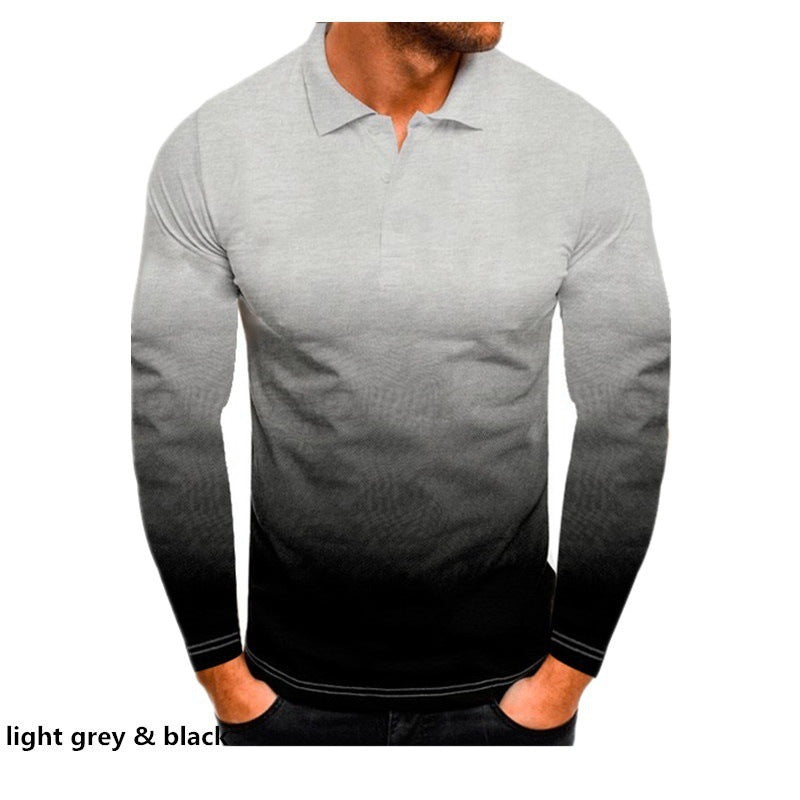 Men's long sleeve polo with a modern gradient of colors and performance material Lune London