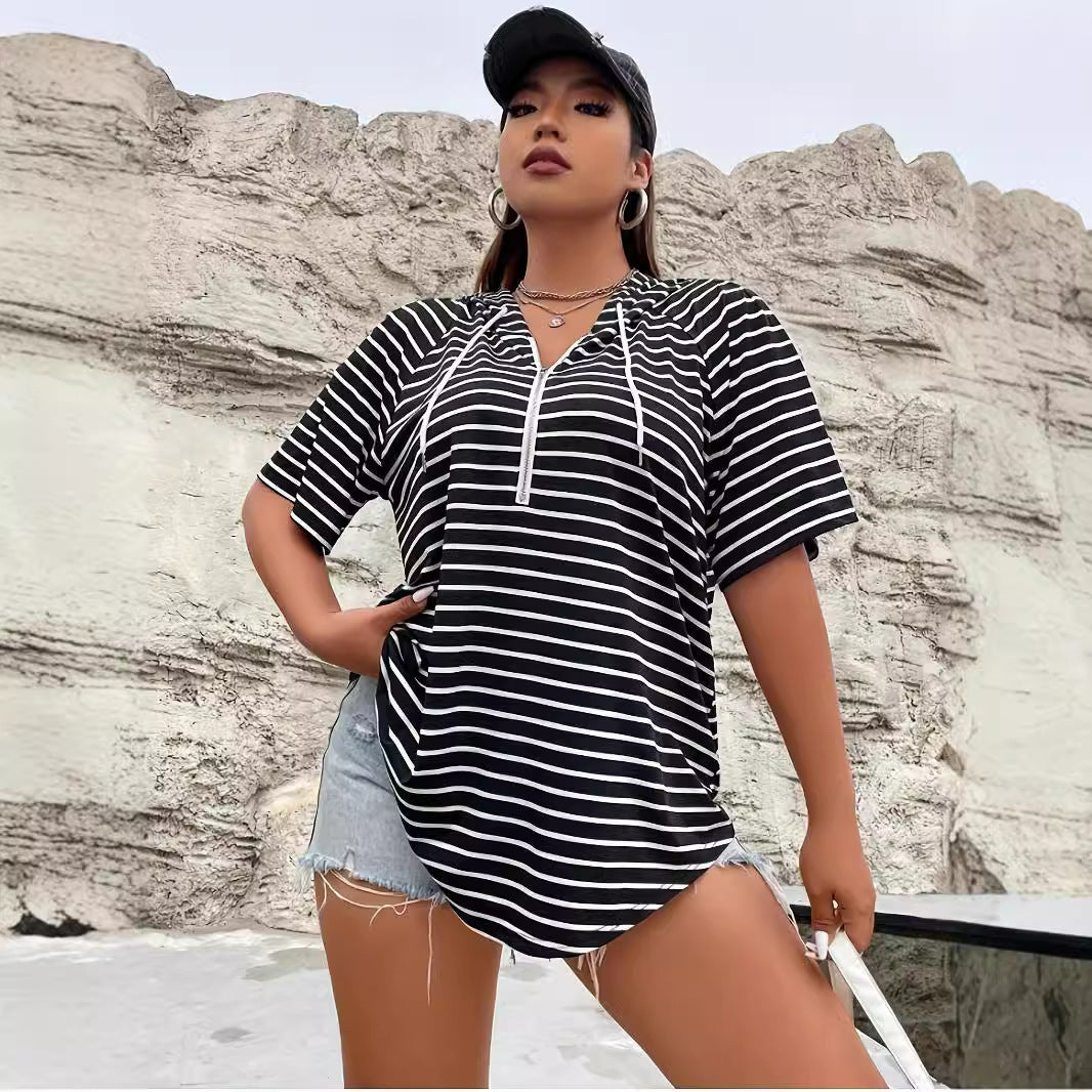 Women’s striped knit hoodie with Lune London