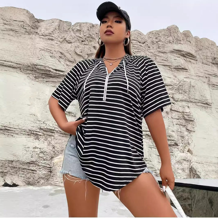 Women’s striped knit hoodie with Lune London