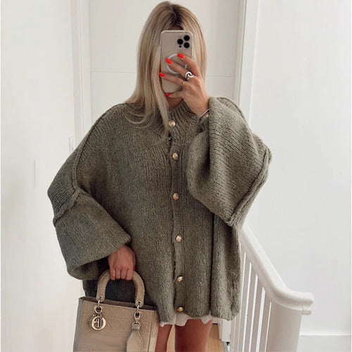 Knit jacket for women with an oversized fit and elegant button details Lune London