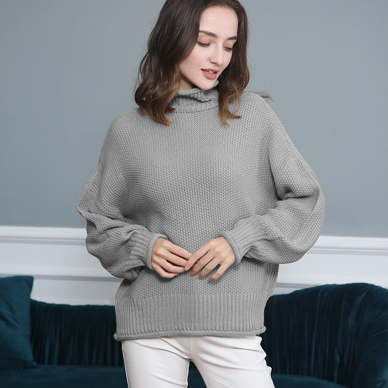 Pull femme en grosse maille avec col roulé et coupe aérienne Lune London