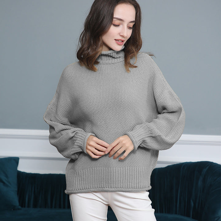 Pull femme en grosse maille avec col roulé et coupe aérienne Lune London