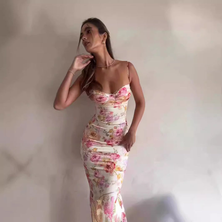 Chic Floral Bodycon Maxi Dress Women
