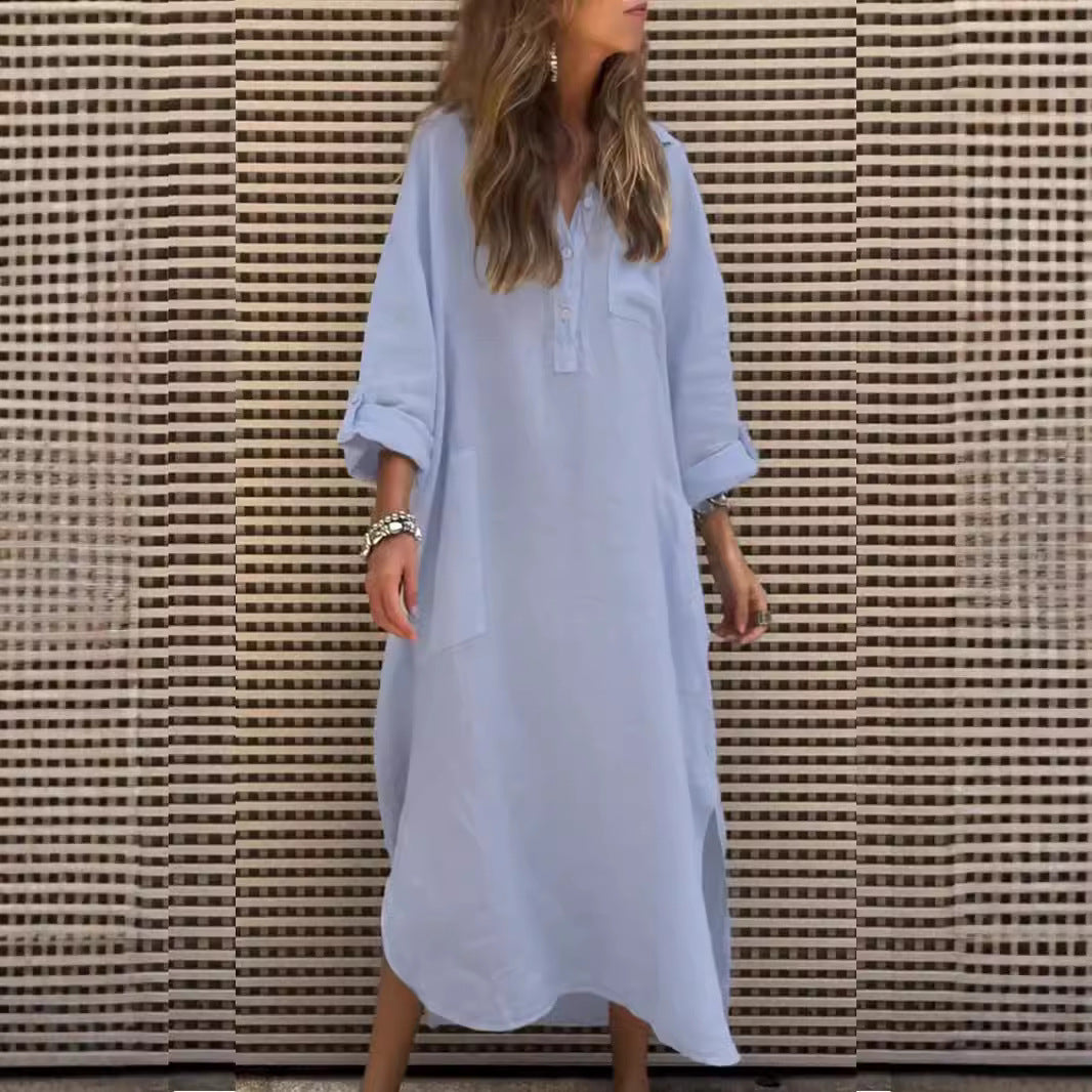 Casual shirt dress for women with button closure and practical pockets Lune London