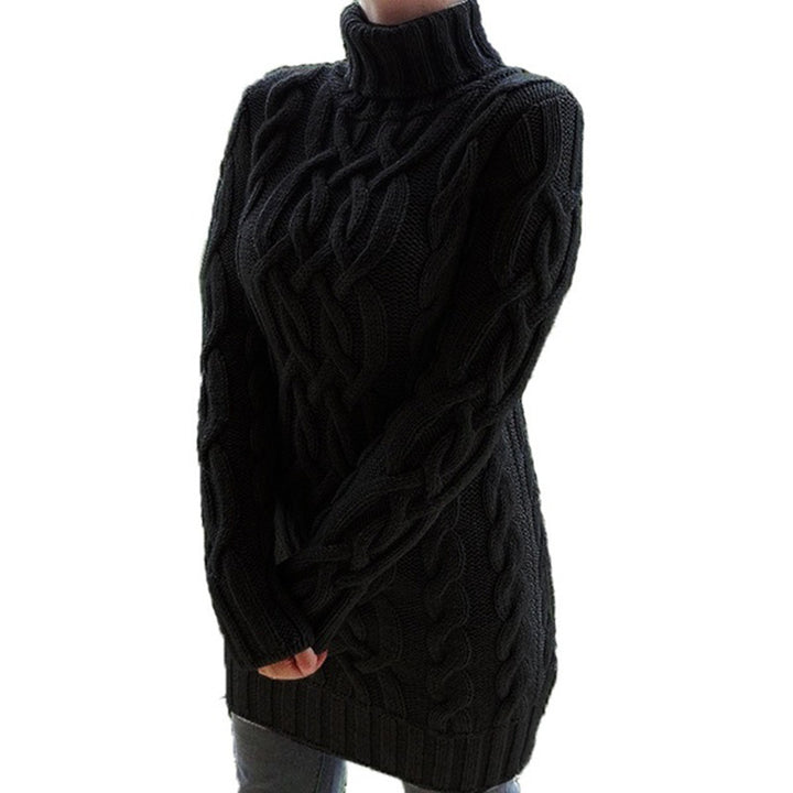 Women's knitted turtleneck sweater with original cable pattern Lune London