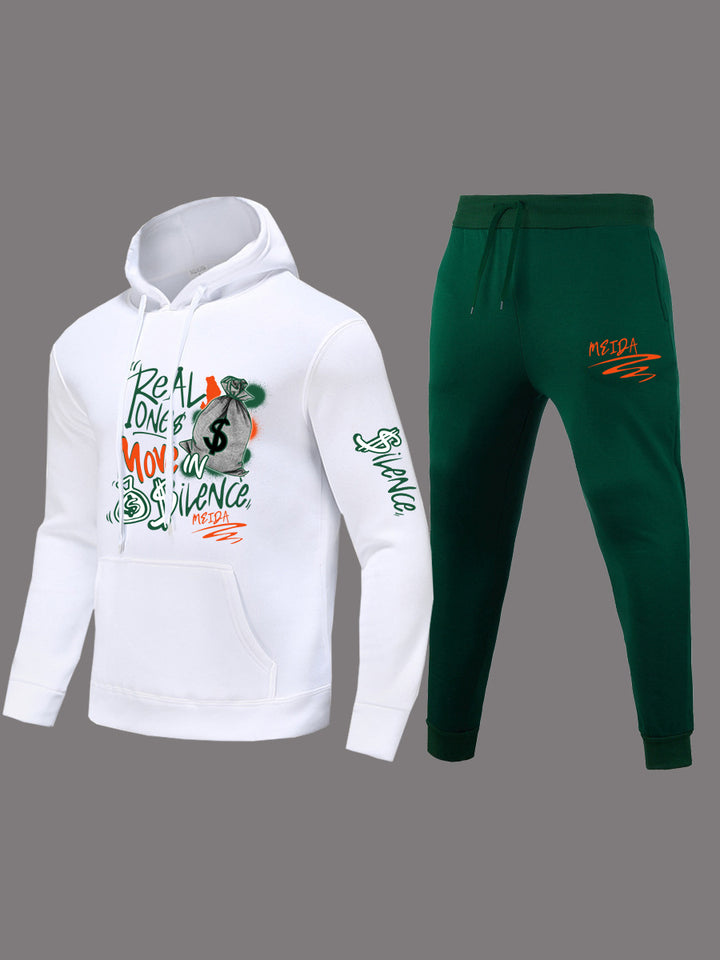 Women Sporty Hoodie and Jogging Pants Set with Creative Graphic Print Lune London