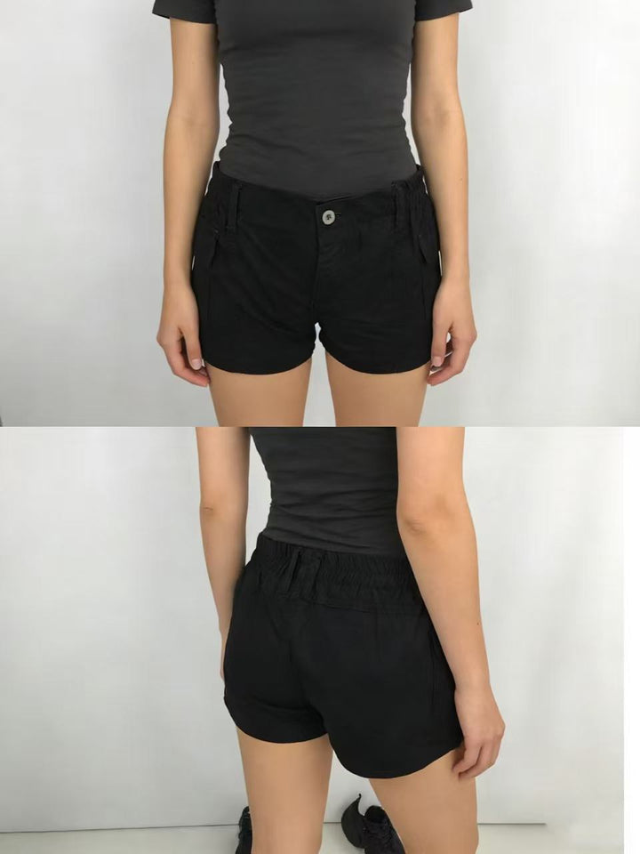 Women's cargo shorts with functional side pockets and elastic waistband Lune London