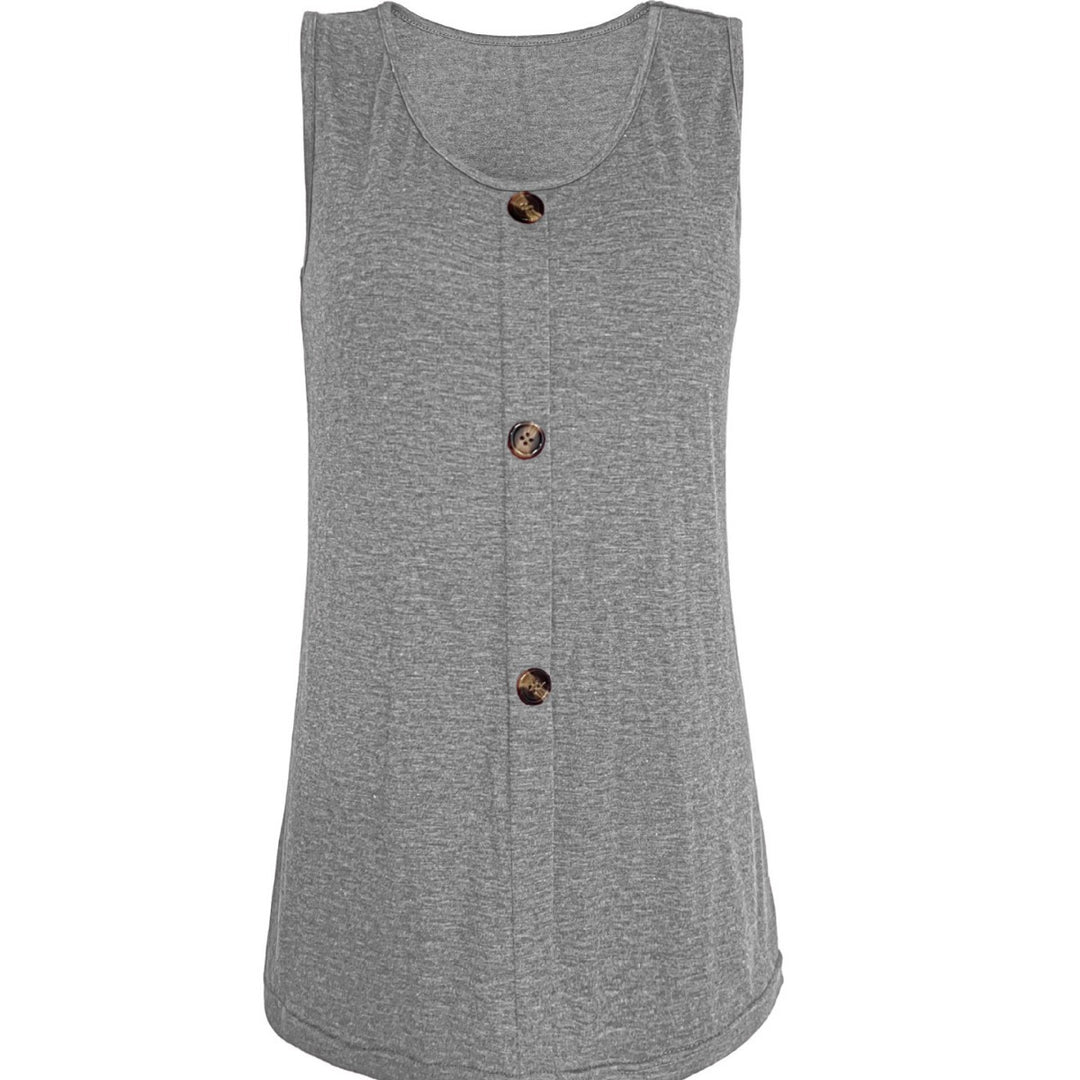 Women Sleeveless Top with decorative buttons and relaxed fit Lune London