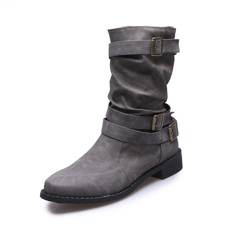 Fashionable ankle boots for women with elegant buckles and a refined pleated design Lune London