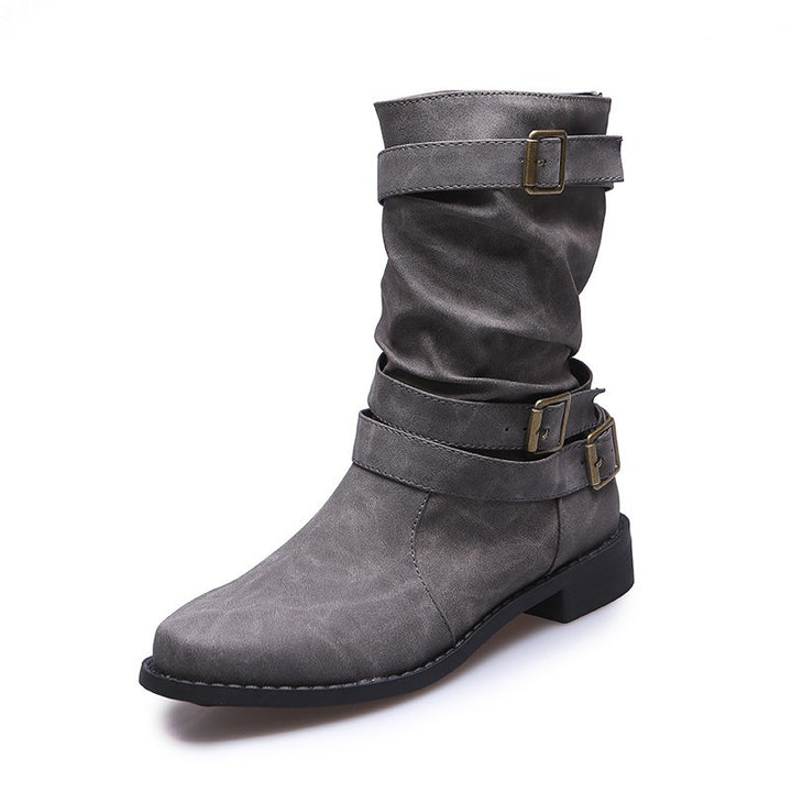 Fashionable ankle boots for women with elegant buckles and a refined pleated design Lune London
