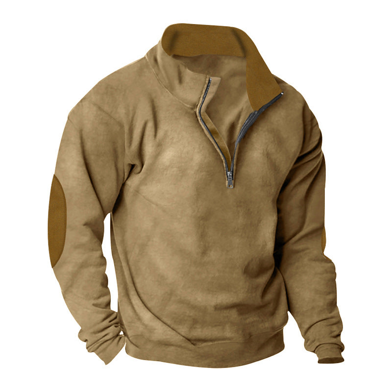 Men's fleece sweatshirt with high collar and stylish contrasting sleeves Lune London