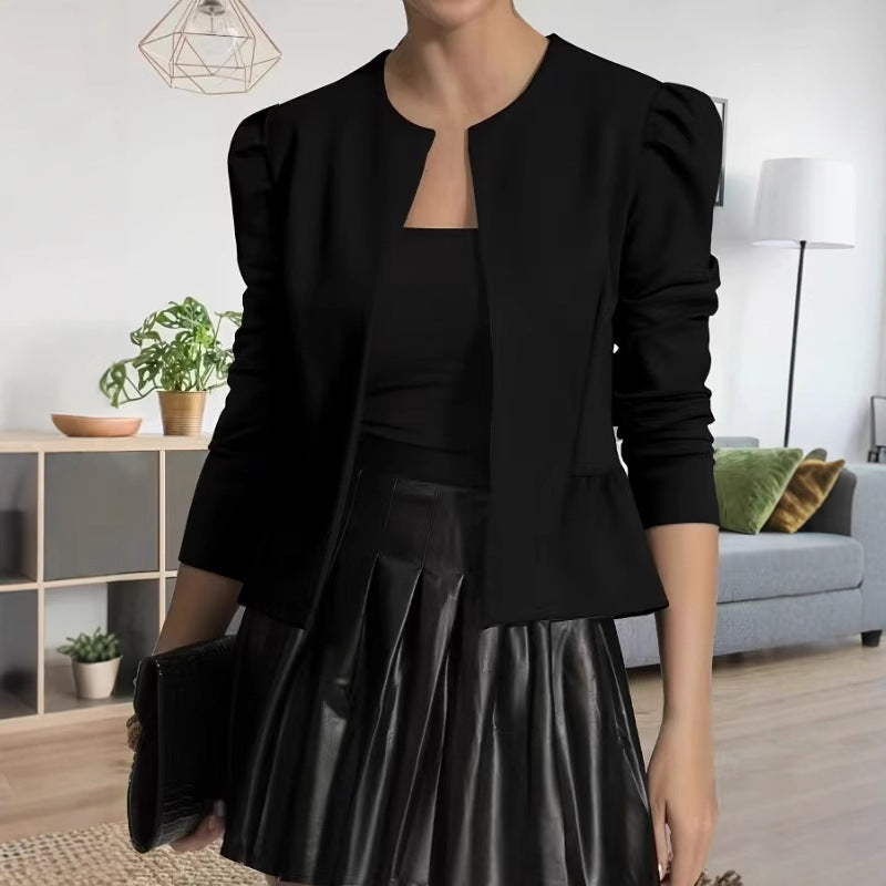 Trendy women's blazer jacket with puff sleeves and a textured design Lune London