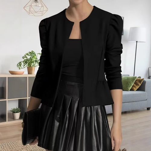 Trendy women's blazer jacket with puff sleeves and a textured design Lune London