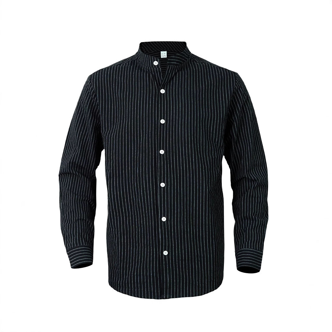 Elegant shirt for men with stand-up collar and fine stripes Lune London