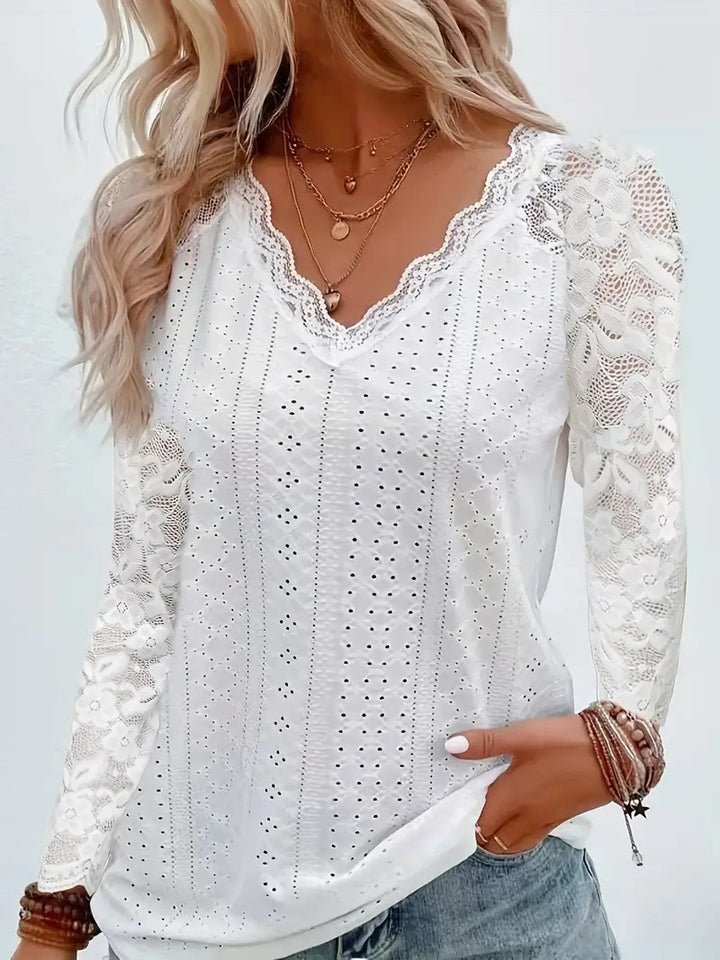 Dames Élégant Top avec Dentelle et Décolleté en V Chic & Stil