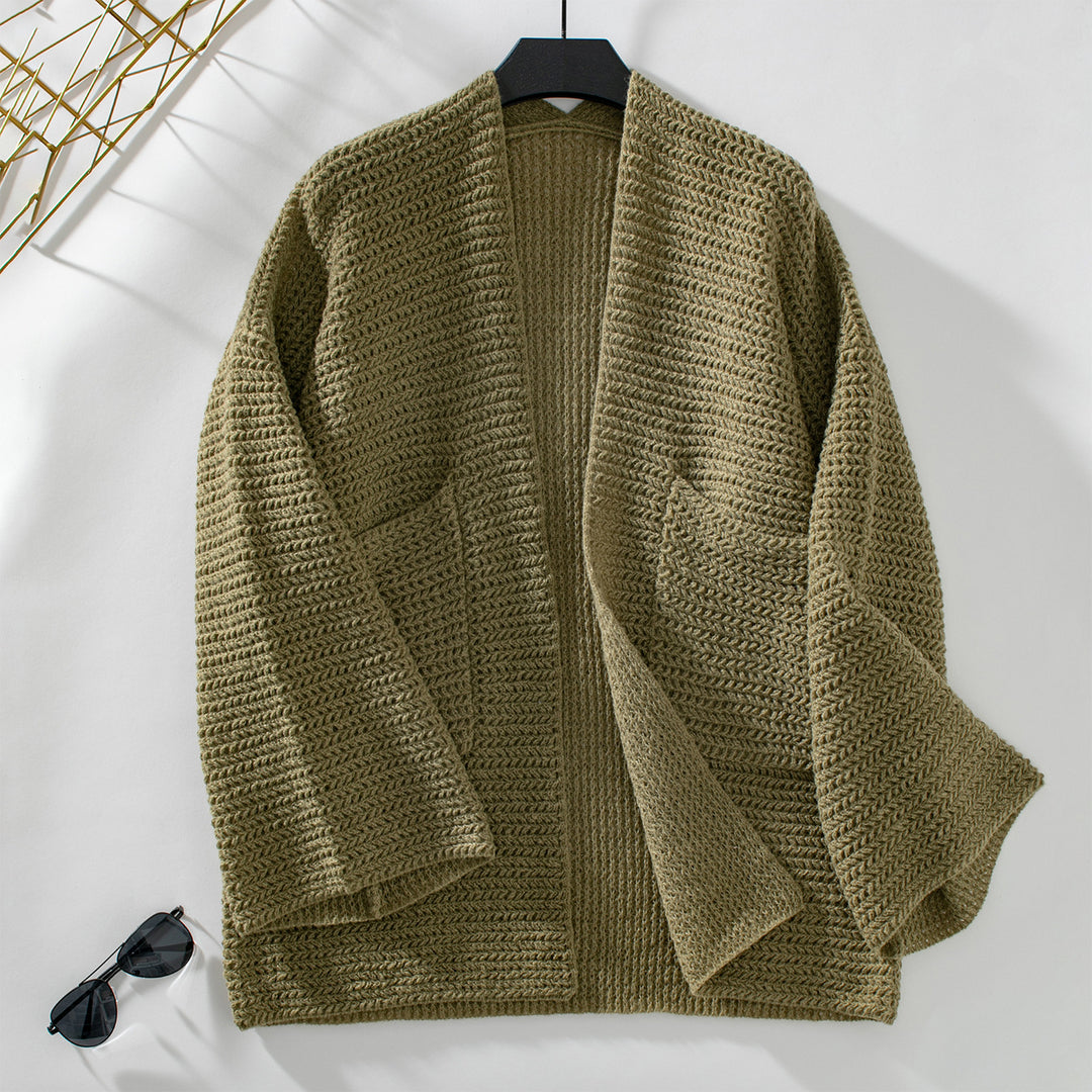 Airy knitted jacket for women with large pockets and open sleeves Lune London